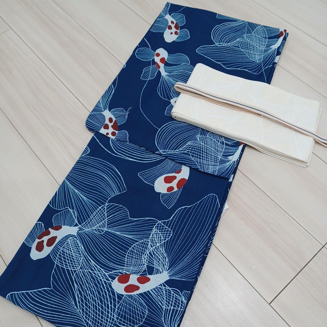 新品☆呉服屋♪吸水速乾！鯉大人清楚な夏着物　浴衣３点セット