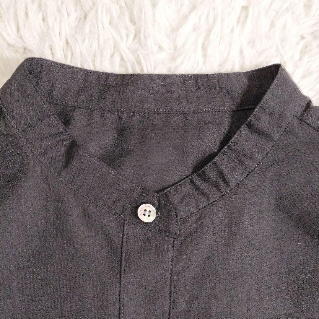 23SS✨美品✨23区　バンドカラーシアーシャツ　46 ブラック　ドレープ　羽織