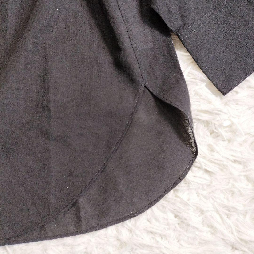 23SS✨美品✨23区　バンドカラーシアーシャツ　46 ブラック　ドレープ　羽織
