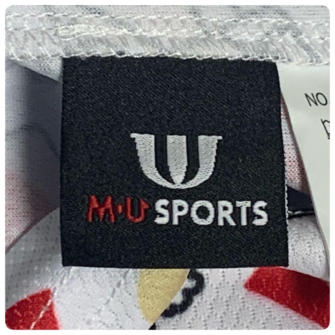 MU SPORTS エムユースポーツ 総柄 半袖 モックネック シャツ