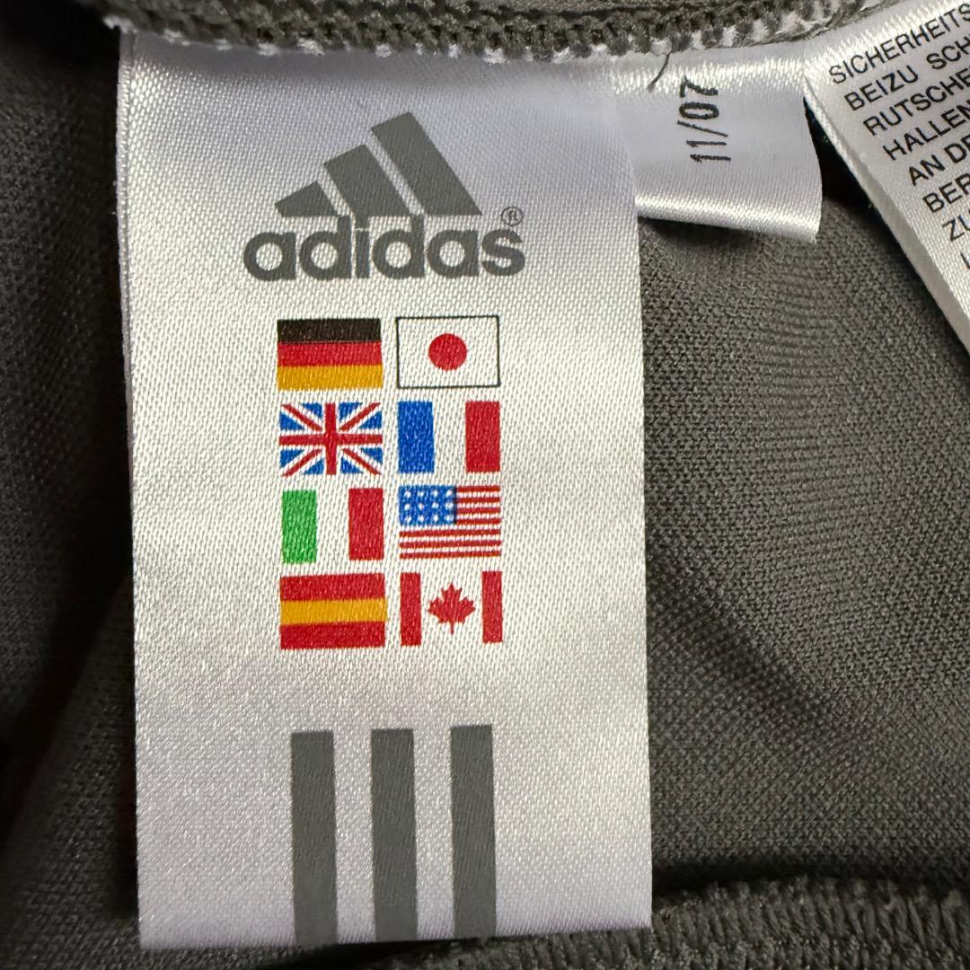 y2k adidasトラックジャケットジャージグレー×ピンク古着スポーティ