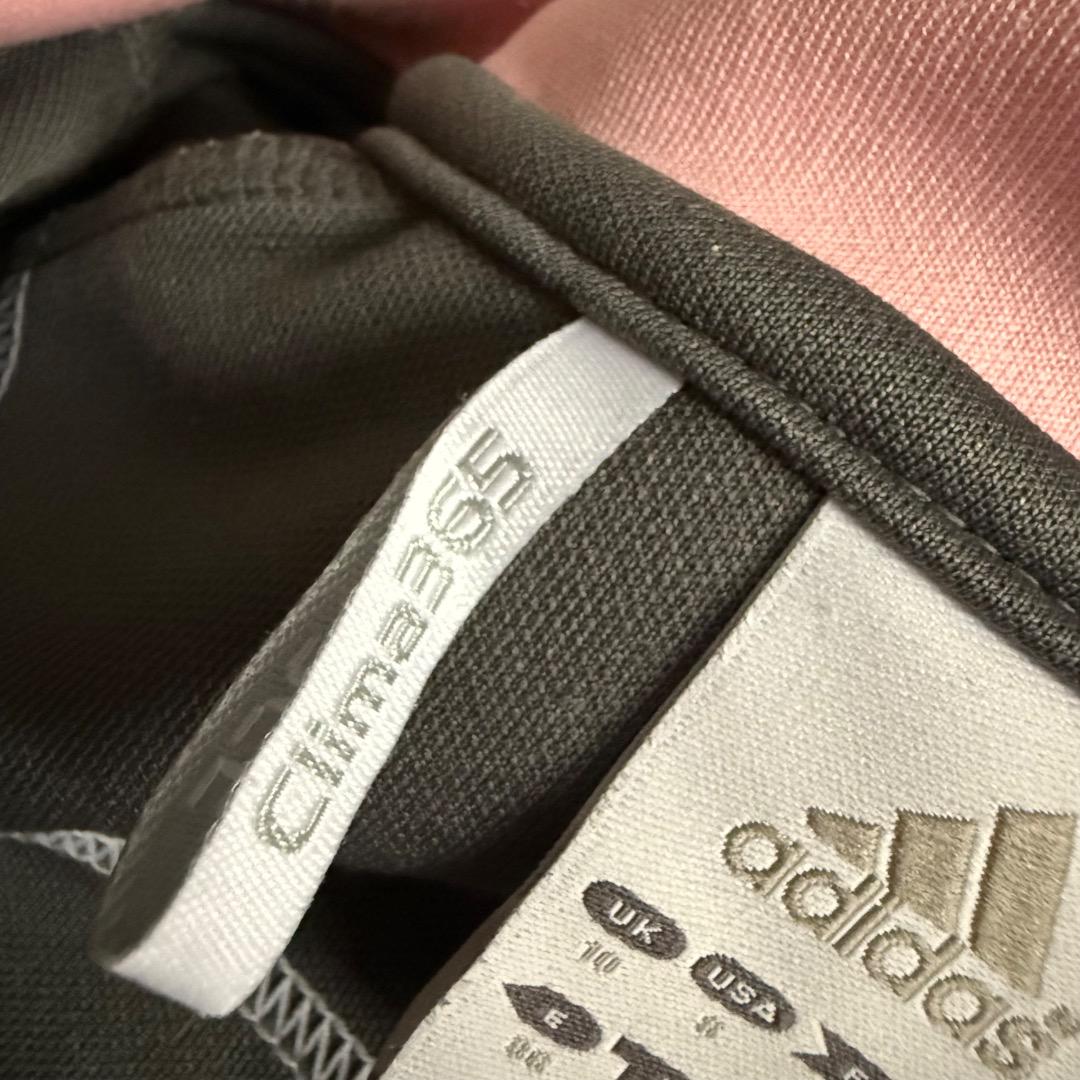 y2k adidasトラックジャケットジャージグレー×ピンク古着スポーティ