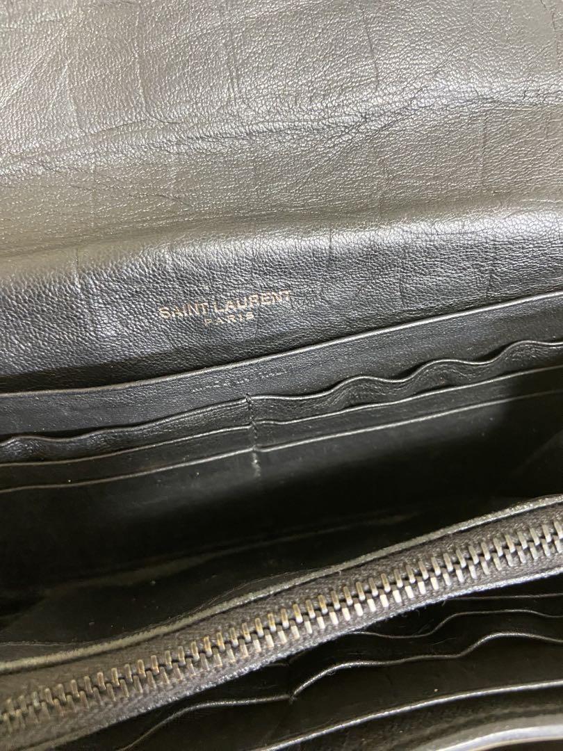 。サンローラン　YSL クロコ型押し　長財布　ブラック
