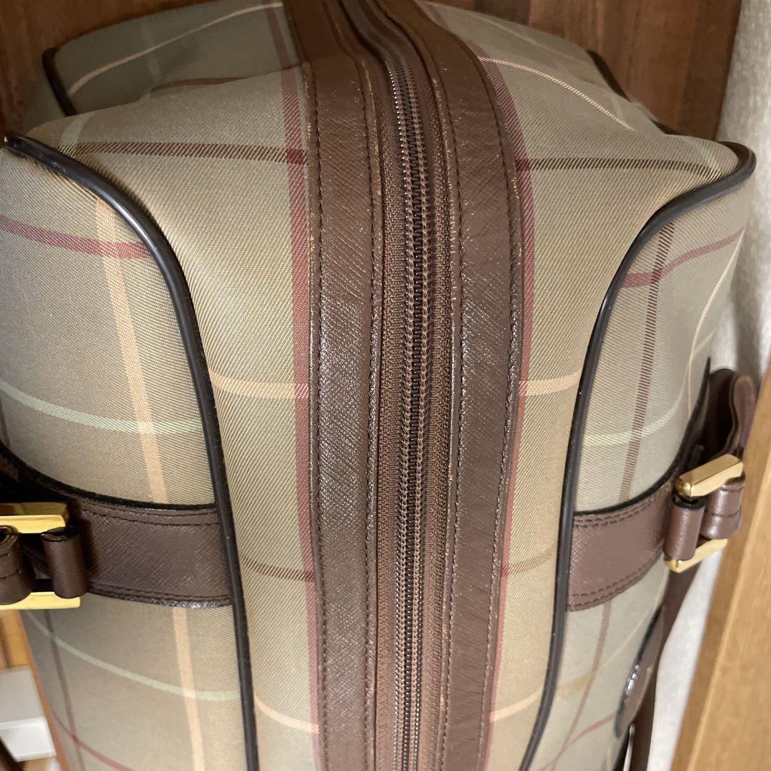 【BURBERRY】ネイビー 合皮 ボストンバッグ BURBERRY バーバリー ボストンバッグ タマムシ色 キャンバス