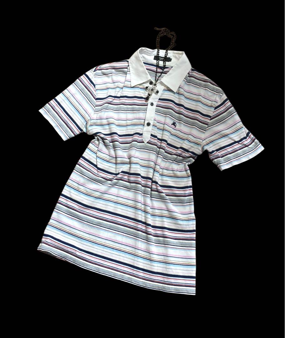 レアデザインBurberryボーダーy2kポロピチTフェアリーグランジ