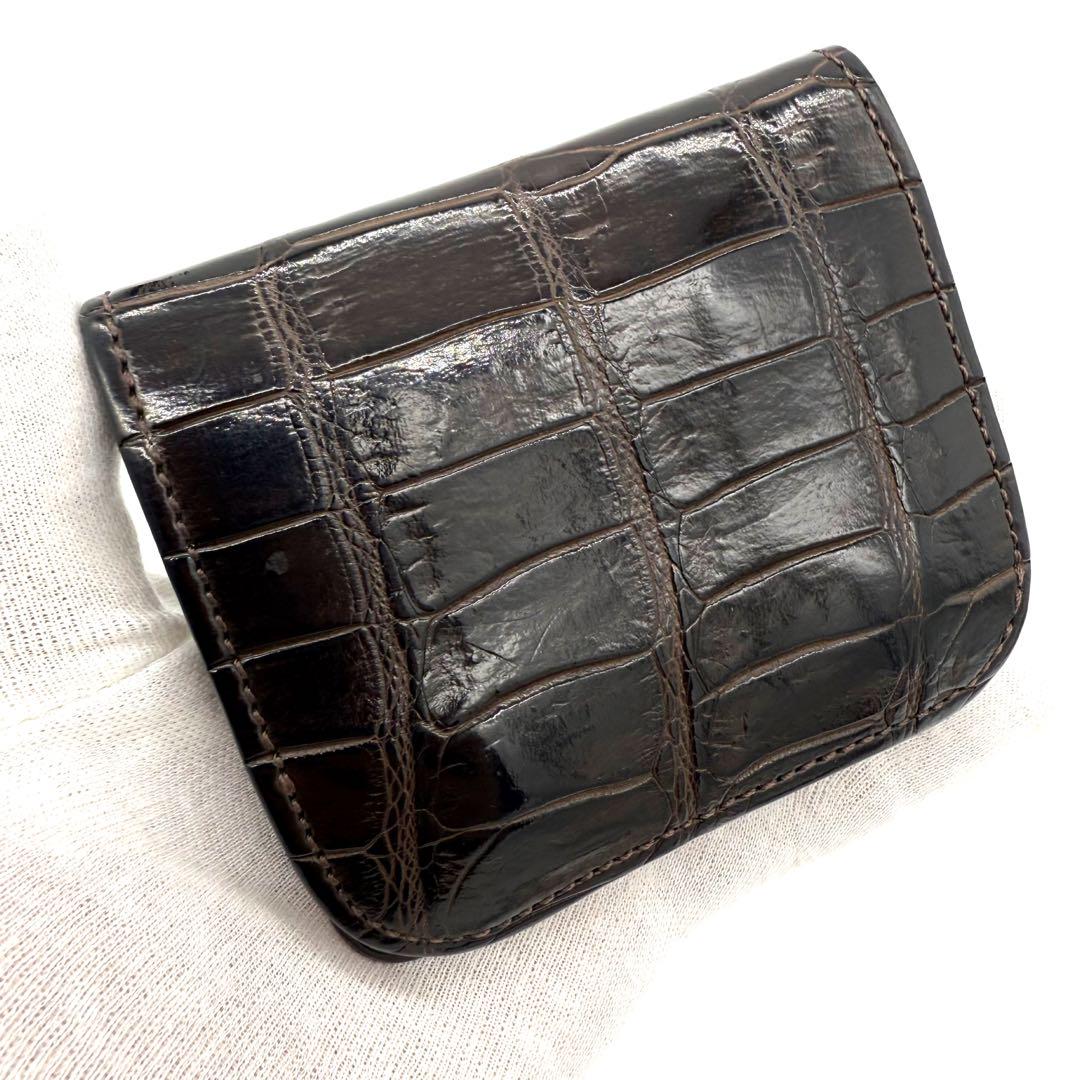 ★良品★WILDSWANS パーム クロコダイル ２つ折り財布 王冠ロゴ チョコ