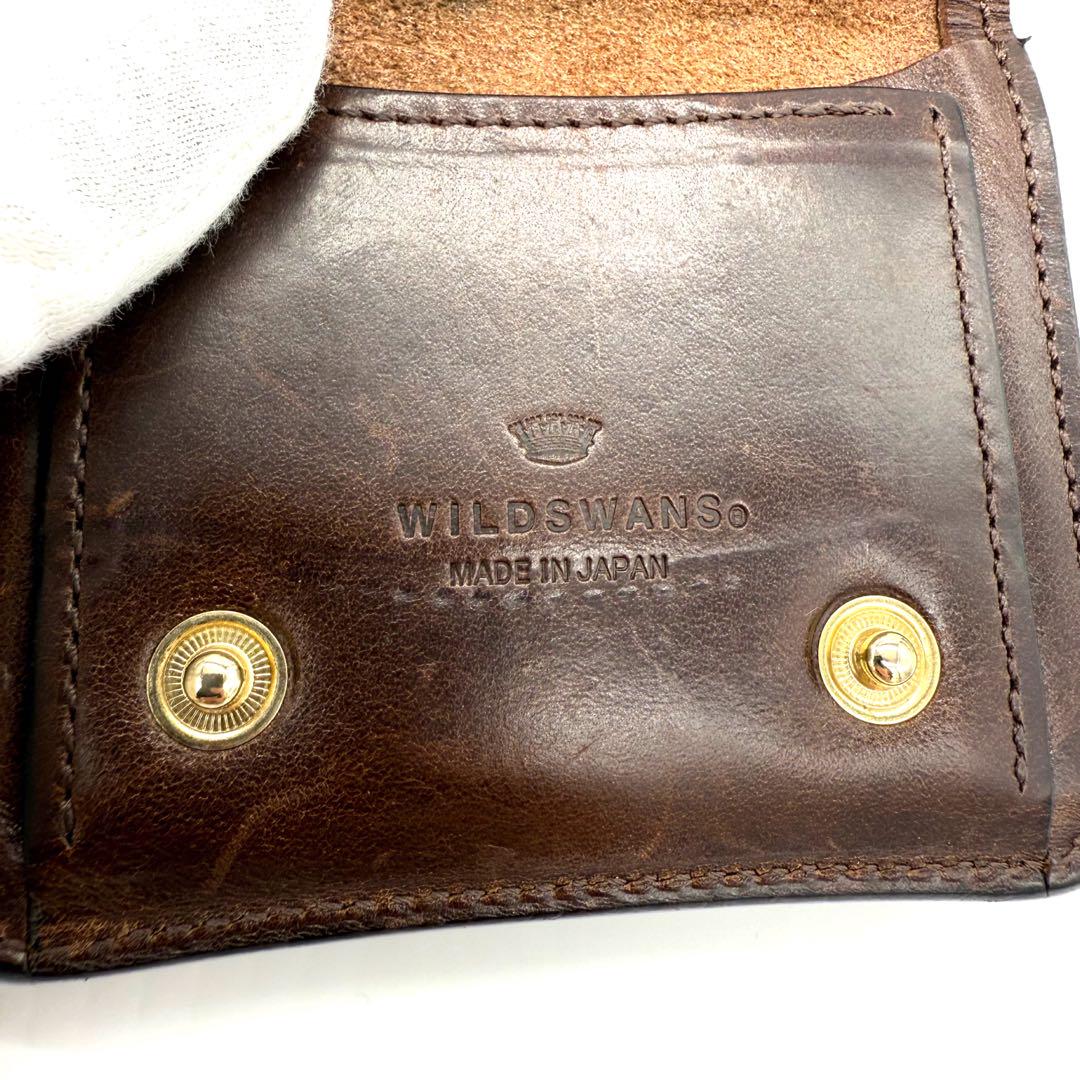 ★良品★WILDSWANS パーム クロコダイル ２つ折り財布 王冠ロゴ チョコ