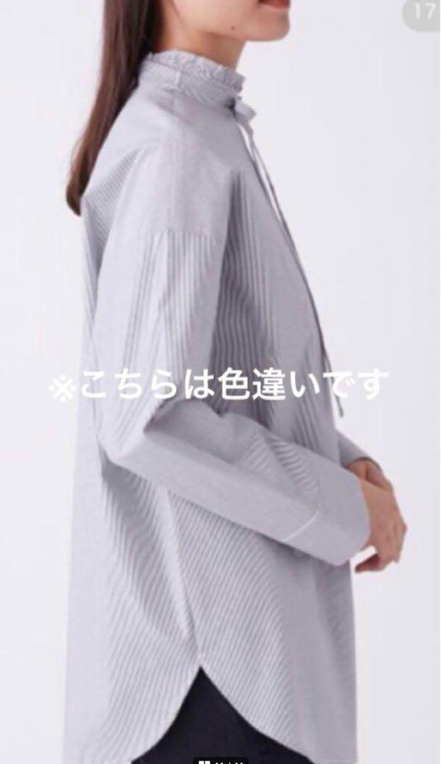 Mila Owen　フリルスタンドカラーブラウス　リボン　ワイド袖　コットン