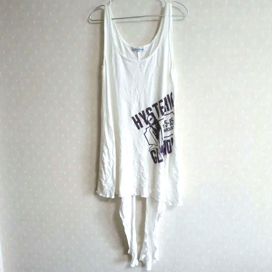 HYSTERIC GLAMOUR ヒスガール　ロングタンクトップスター　ホワイト HYSTERIC GLAMOUR ロングテールタンクトップ ヒステリック