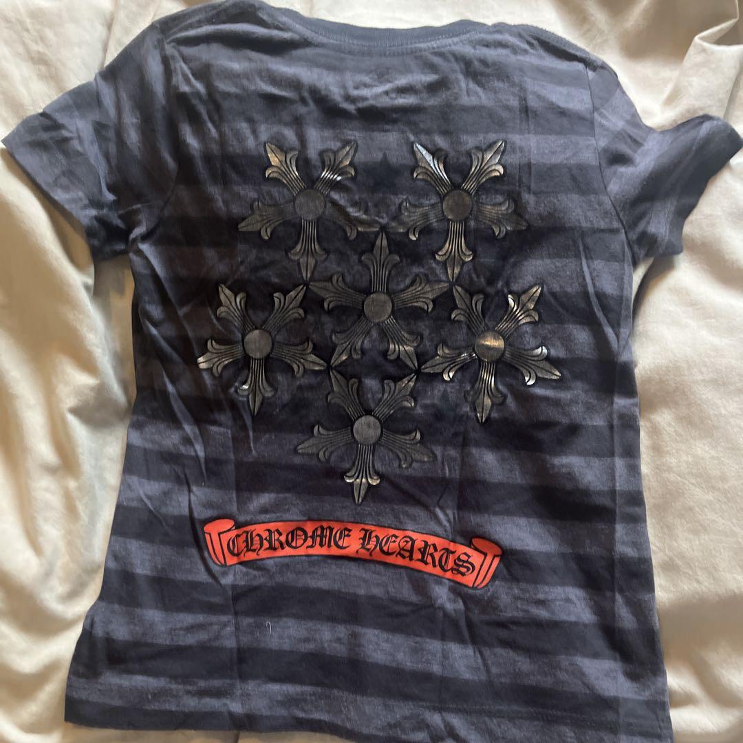 お気にいる クロムハーツダークグレー ストライプ Tシャツ※A22 トップス