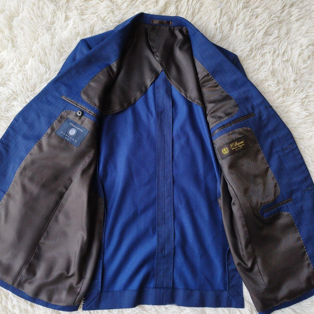 高級✨美品　セットアップ　イタリア製生地マルラーネ　ストレッチ　青　L相当