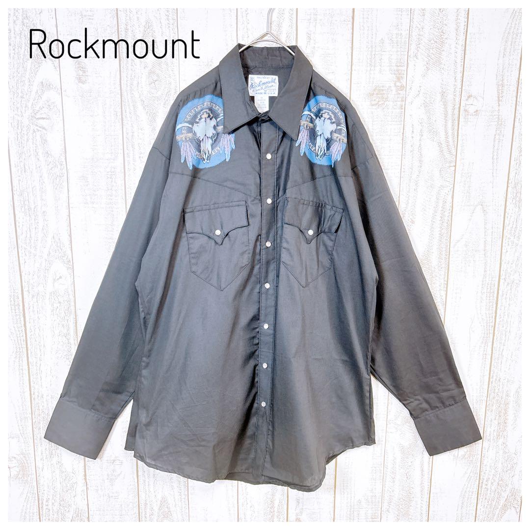 ロックマウント カウボーンプリントウエスタンシャツ ビンテージ 古着 M USA