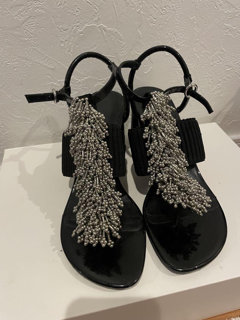 3.1 phillip lim オシャレなビーズ装飾 黒 サンダル 38 24