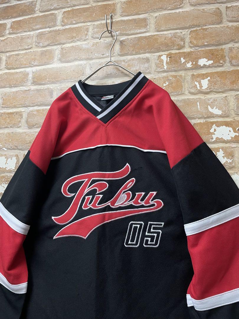 90s フブ　FUBU ゲームシャツ　ホッケーシャツ　 オーバーサイズ　黒　古着