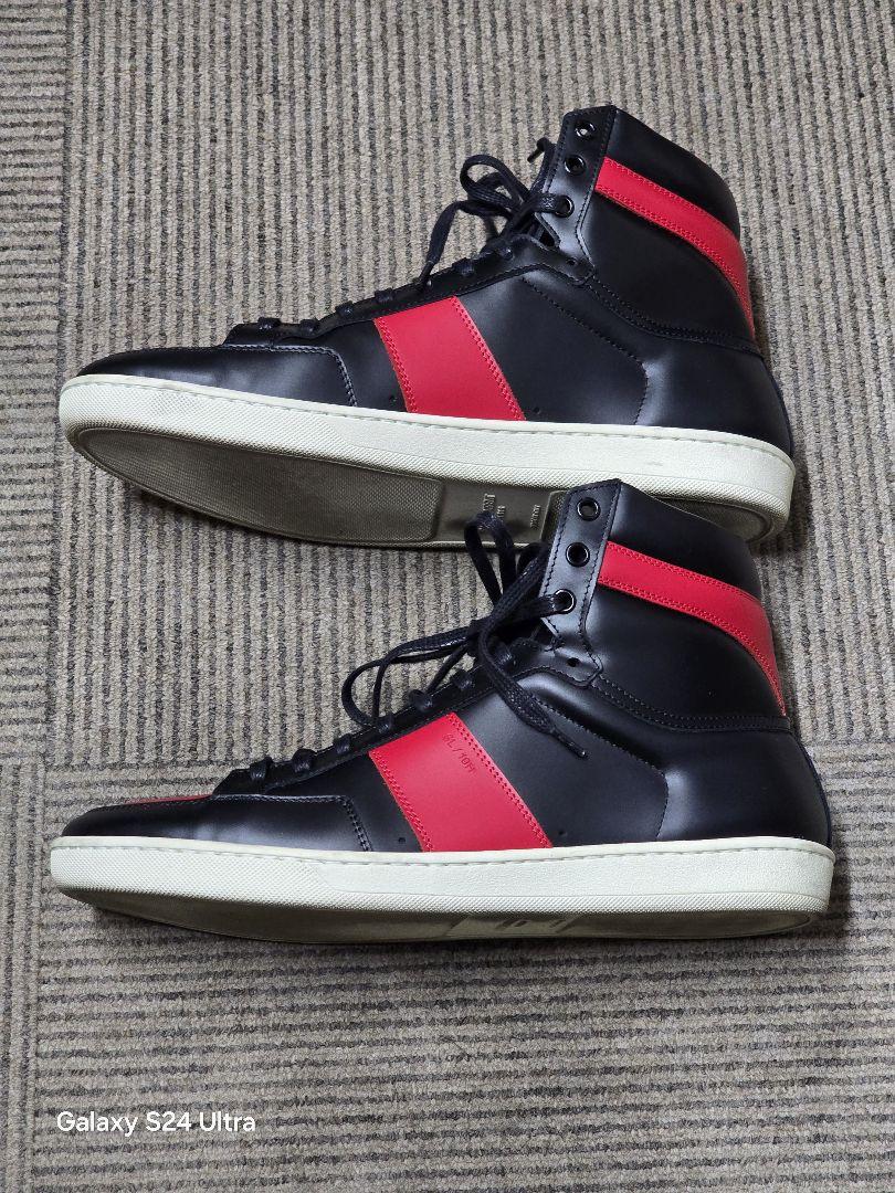 SAINT LAURENT ブラック/レッド ハイカットスニーカー