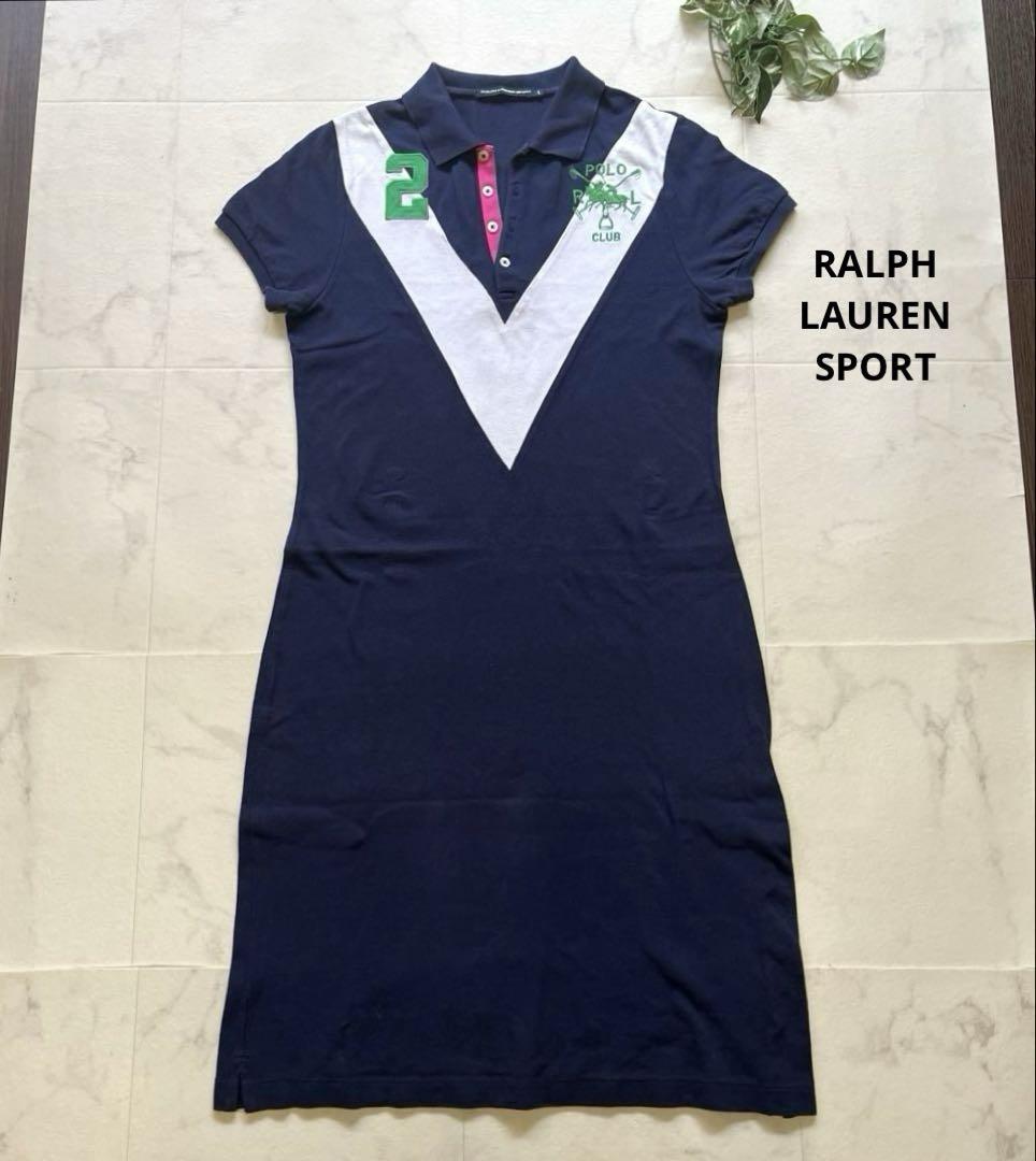 RALPH LAUREN SPORT ポロシャツロングワンピース　 L ネイビー
