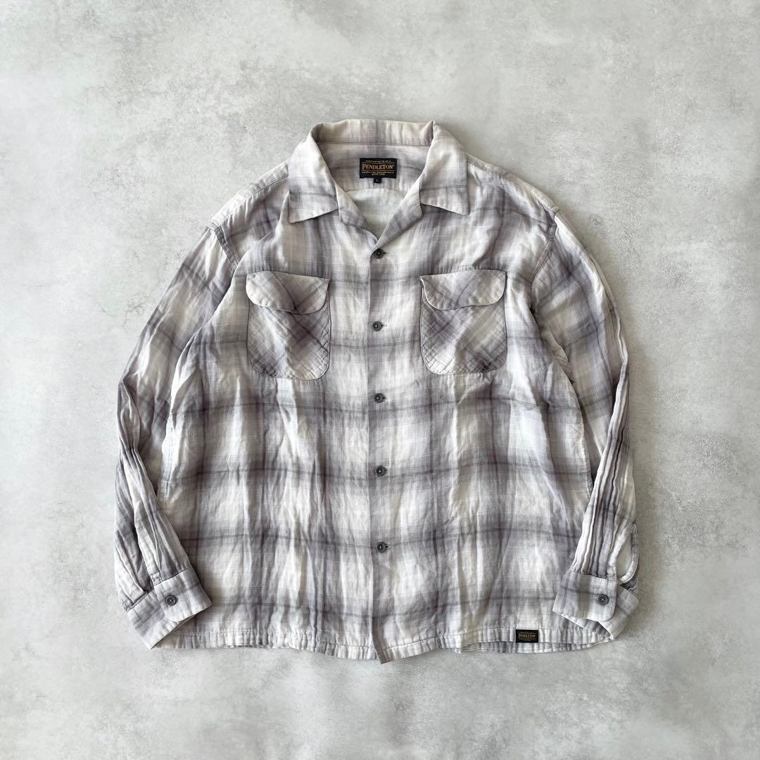 Pendleton オンブレチェック ボードシャツ コットン 白 グレー LL PENDLETON
