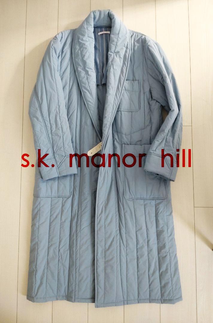 s.k. manor hill ライトブルー キルティングロングジャケット