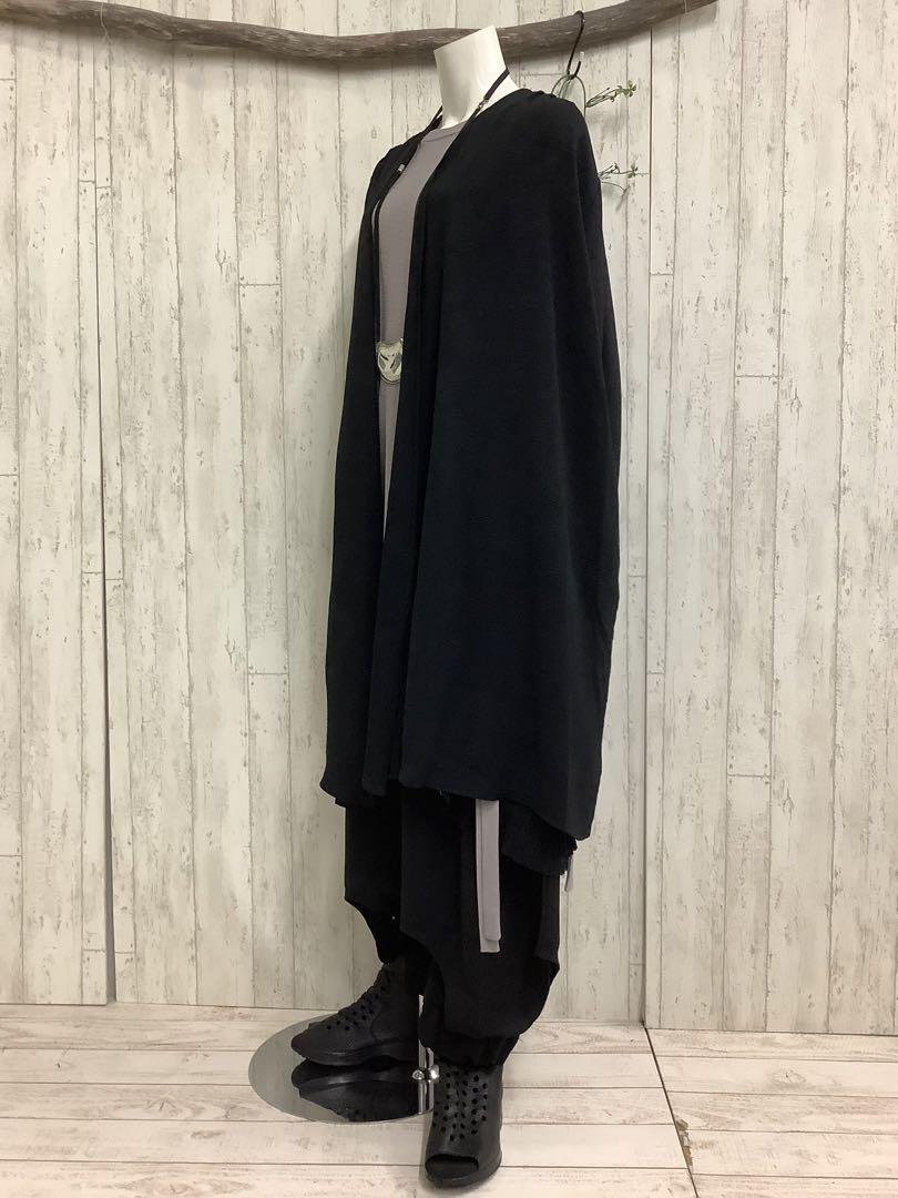 910 新品 黒ブラック シンプル ノーカラー ロング 羽織り