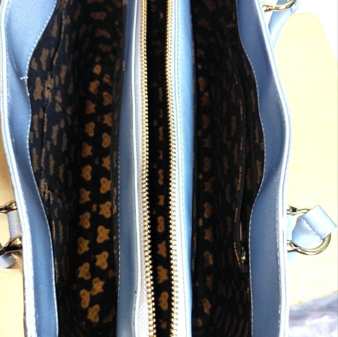 db51 ANNA SUI ハンドバッグ 総柄 水色 ゴールド バタフライ db51 ANNA SUI ハンドバッグ 総柄 薄い水色 ゴールド バタフライ