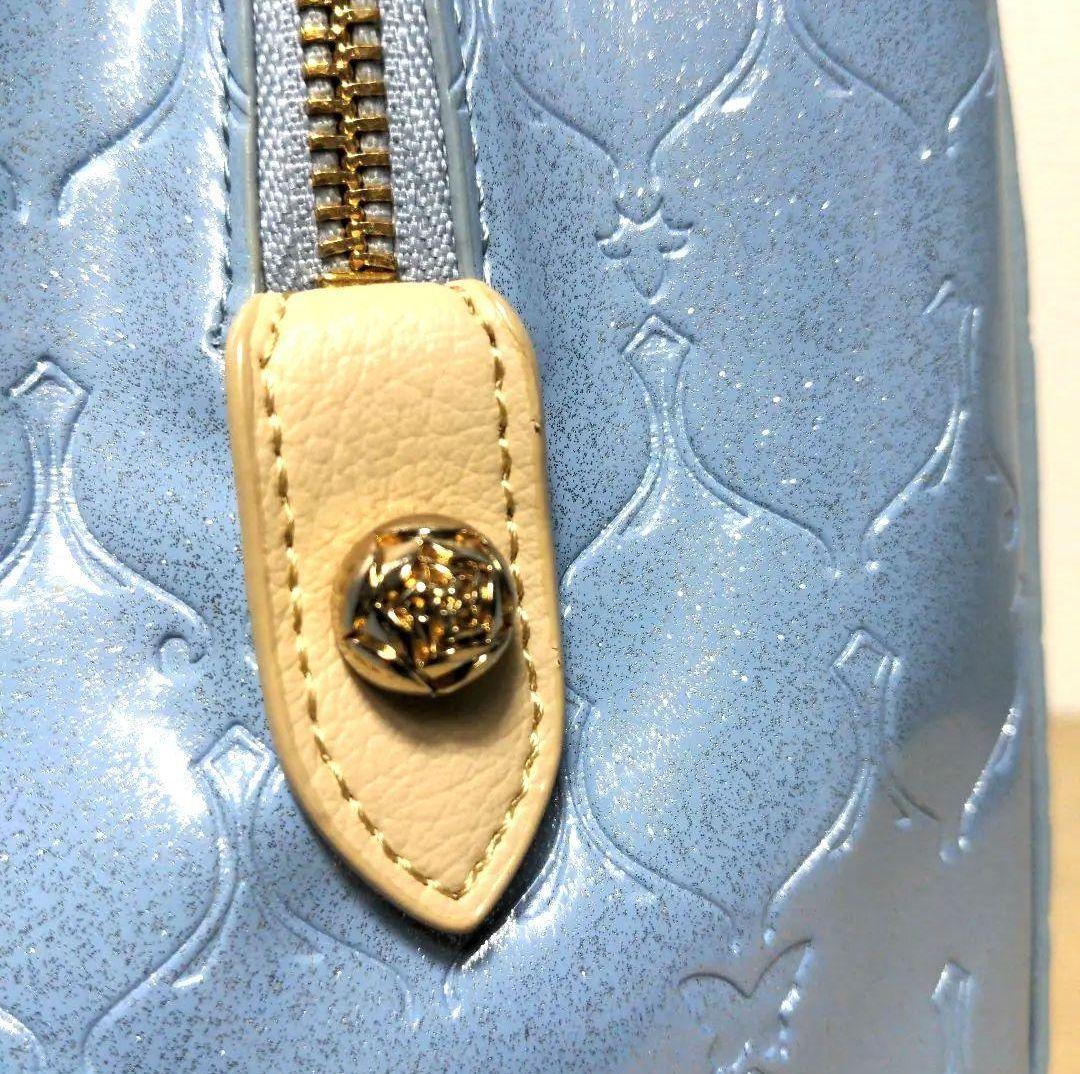 db51 ANNA SUI ハンドバッグ 総柄 薄い水色 ゴールド バタフライ