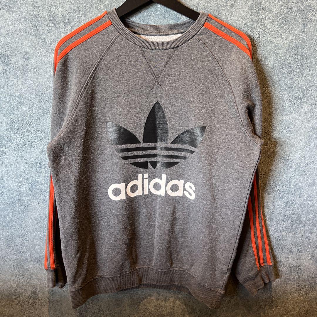 adidas グレー トレーナー Sサイズ　オレンジ　スウェット