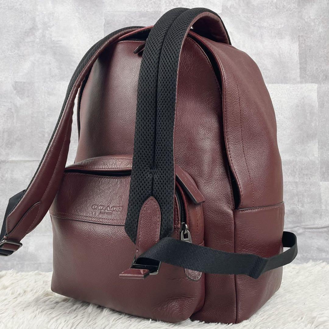 【予約販売品】 美品 コーチ シルバー ファスナー ロゴ型押し リュック レザー バッグ