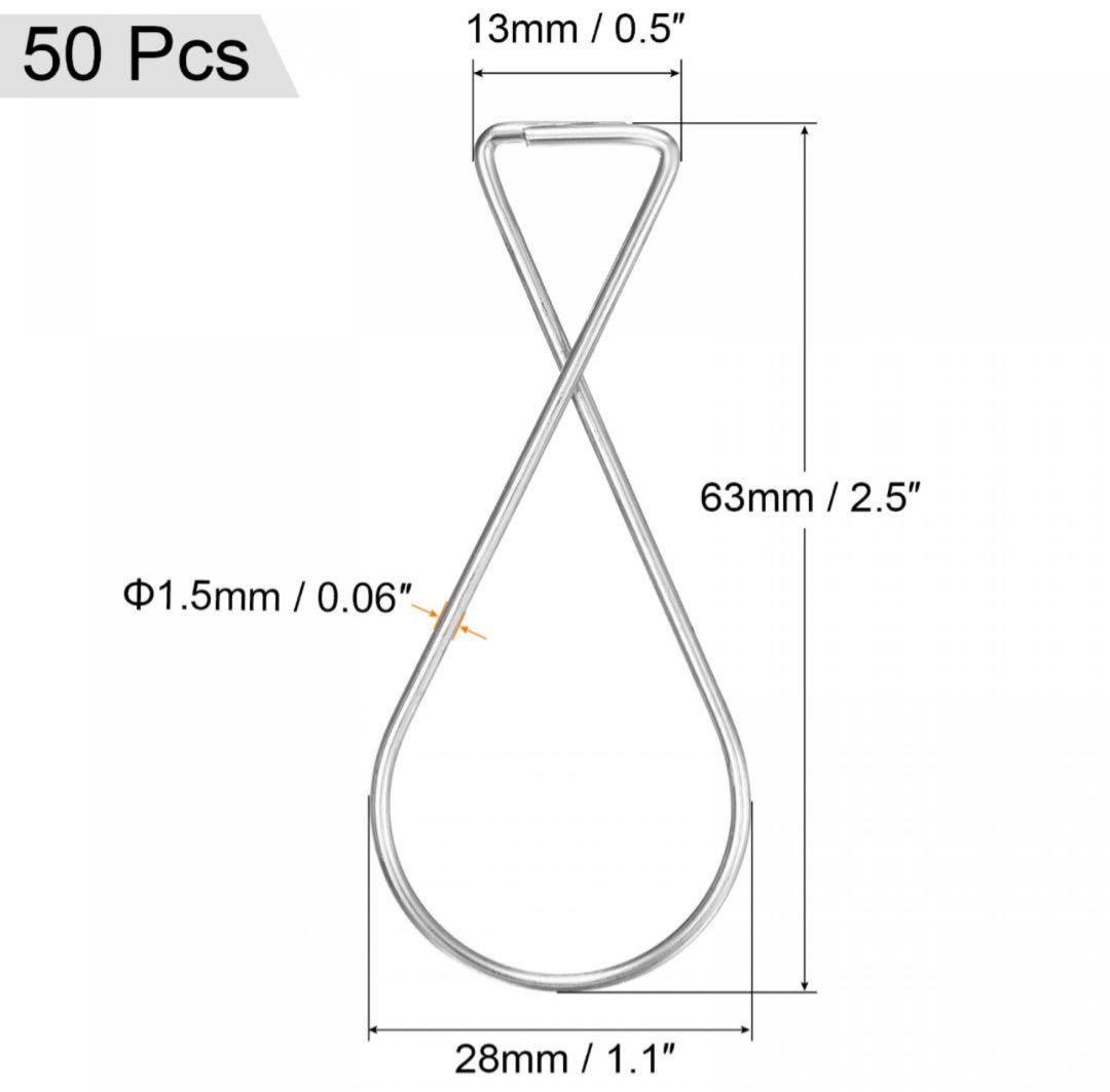 天井フッククリップ ステンレス製ハンガー 63 mm x 28 mm