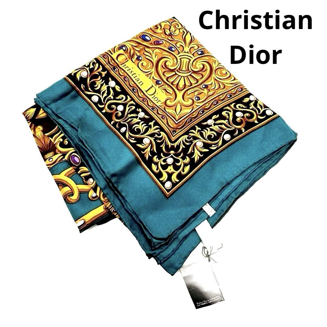 未使用 Christian Dior スカーフ アラベスク 旧ロゴ シルク 未使用 Christian Dior スカーフ アラベスク 旧ロゴ シルク