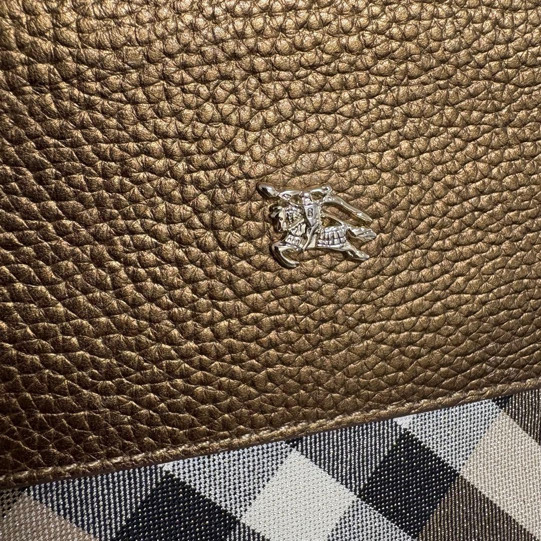 【良品】BURBERRY バーバリー ノヴァチェック トートバッグ ゴールド