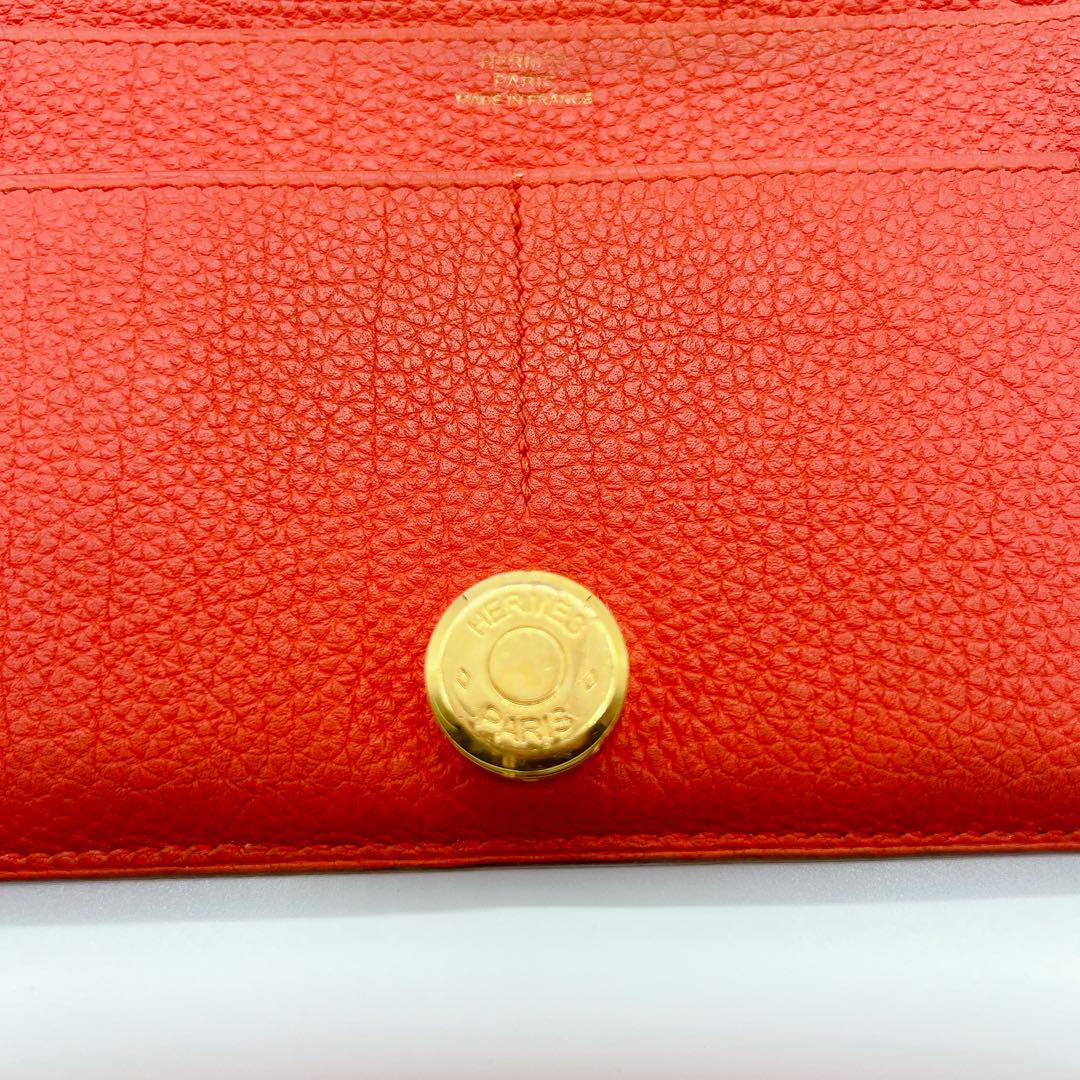 HERMES✨️ドゴン 長財布 オレンジ 希少 ゴールド金具 エルメス GM