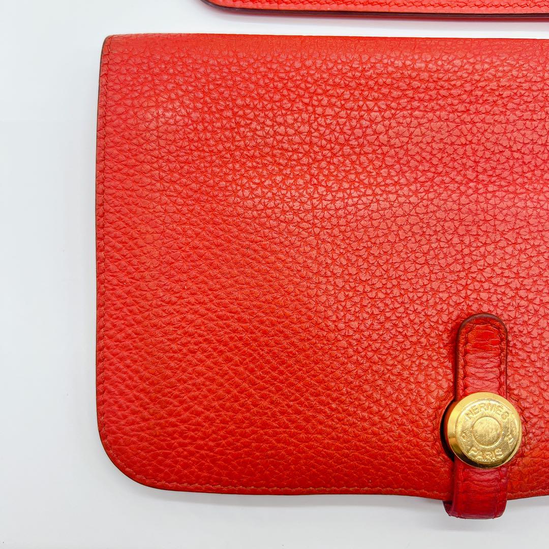 HERMES✨️ドゴン 長財布 オレンジ 希少 ゴールド金具 エルメス GM