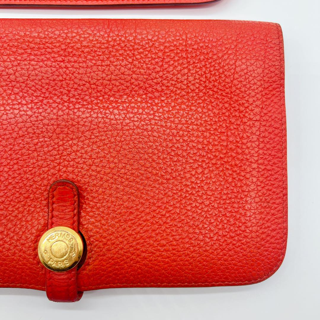 HERMES✨️ドゴン 長財布 オレンジ 希少 ゴールド金具 エルメス GM
