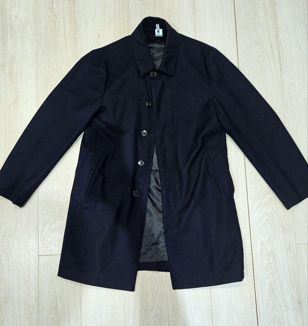 UNITED ARROWS ウール布帛テンカラーコート ダークネイビー