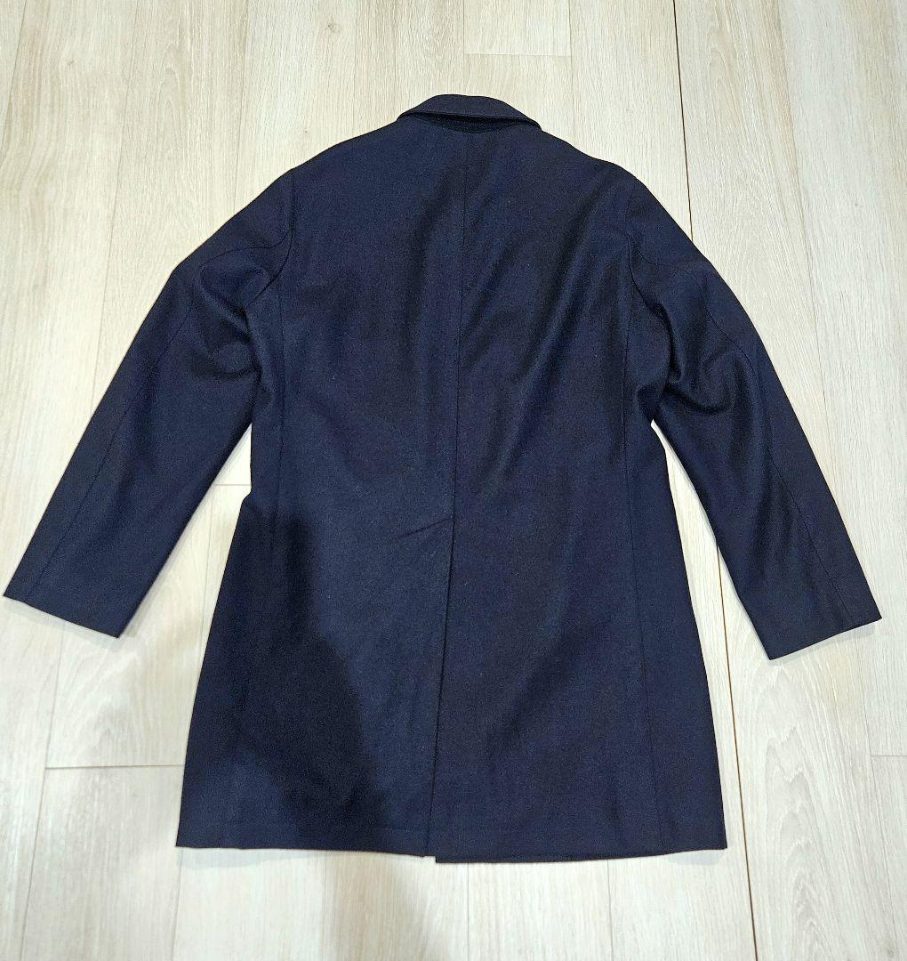 UNITED ARROWS ウール布帛テンカラーコート ダークネイビー