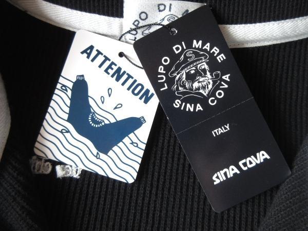 新品タグ付 SINA COVA 船長刺繍 スタンドヘンリーネック コットンニット