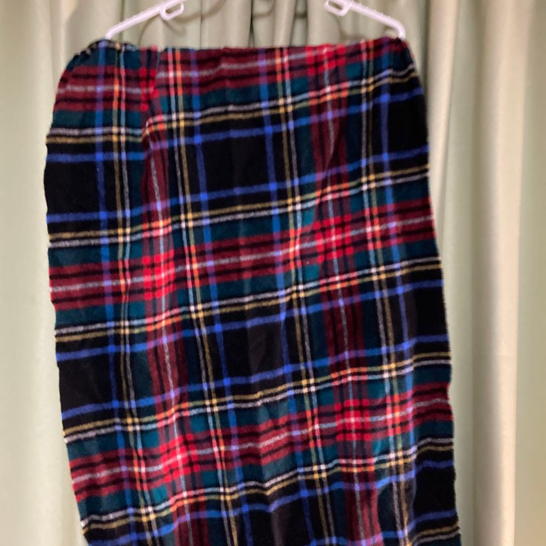 タータンチェック マフラー 赤 青