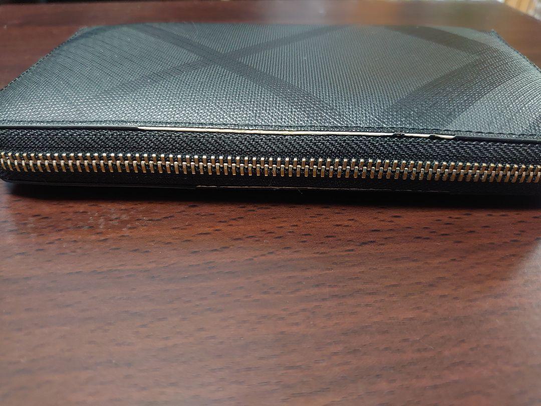 BURBERRY ブラックチェック メンズ 中古品 ZwJvu-m29774110822 ラウンドジップ型 長財布 人気最安値