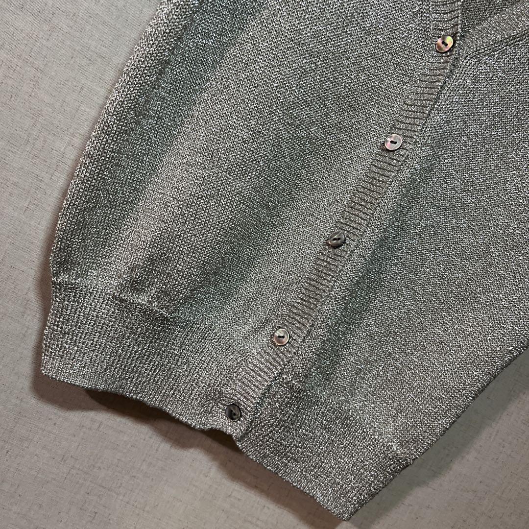 UNITED ARROWS シルバーラメ　ショート丈　半袖　カーディガン
