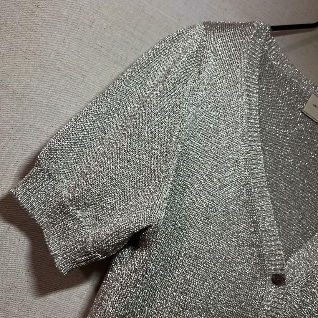 UNITED ARROWS シルバーラメ　ショート丈　半袖　カーディガン