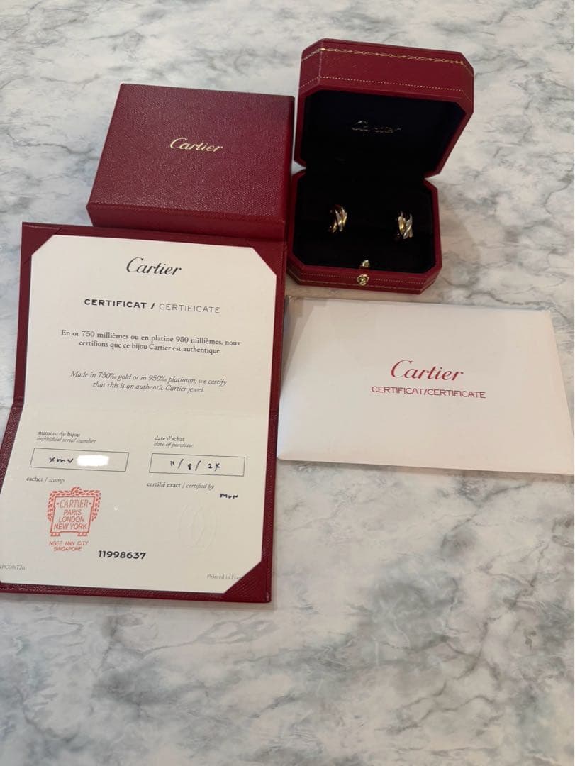 Cartier トリニティピアス　未使用に近い