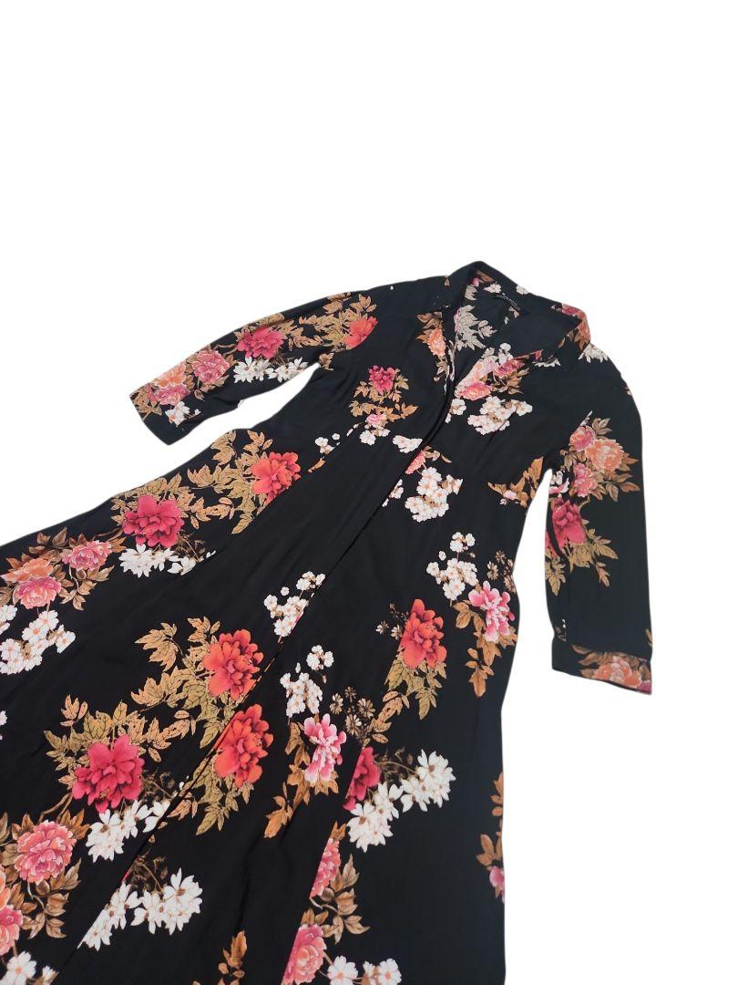 ZARA 花柄ロングシャツワンピース ガウン 春服 派手 個性的 大きいサイズ