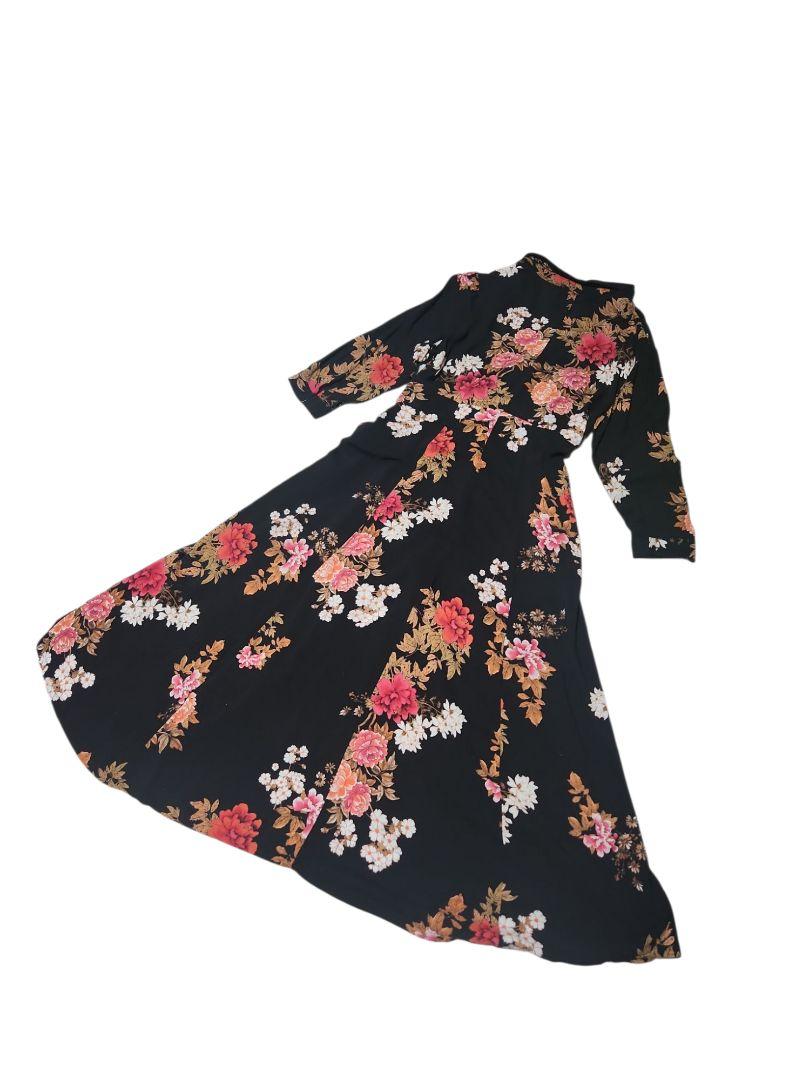 ZARA 花柄ロングシャツワンピース ガウン 春服 派手 個性的 大きいサイズ