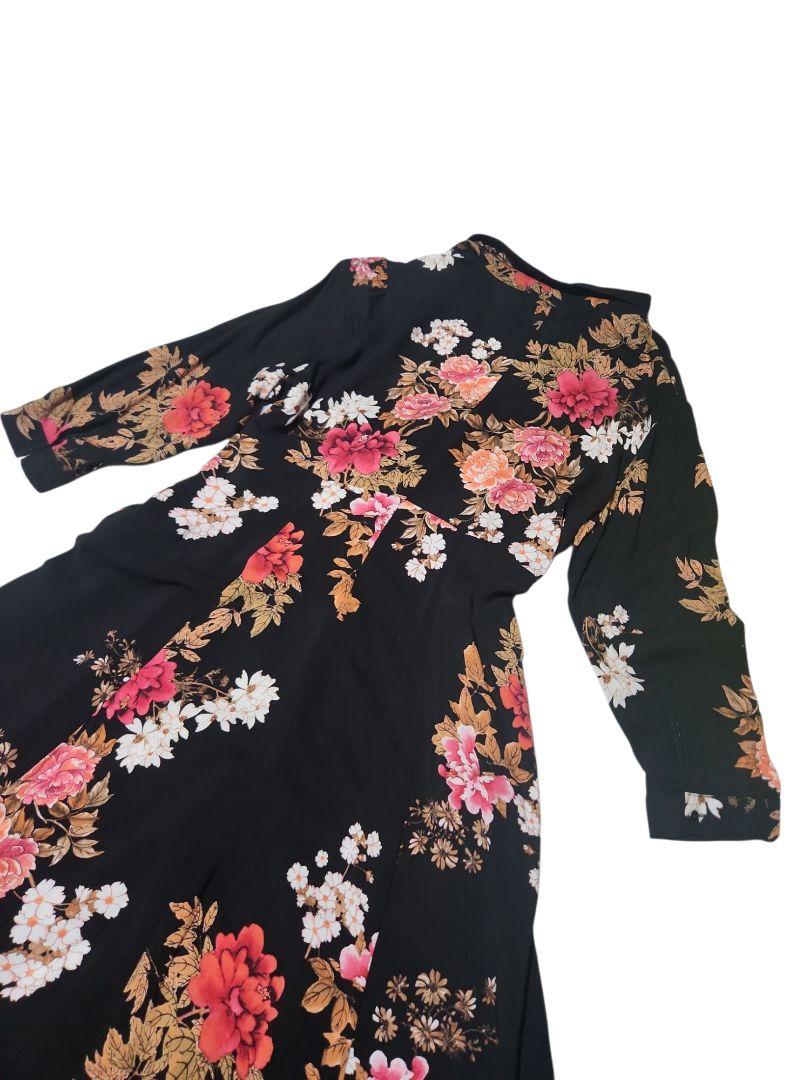 ZARA 花柄ロングシャツワンピース ガウン 春服 派手 個性的 大きいサイズ