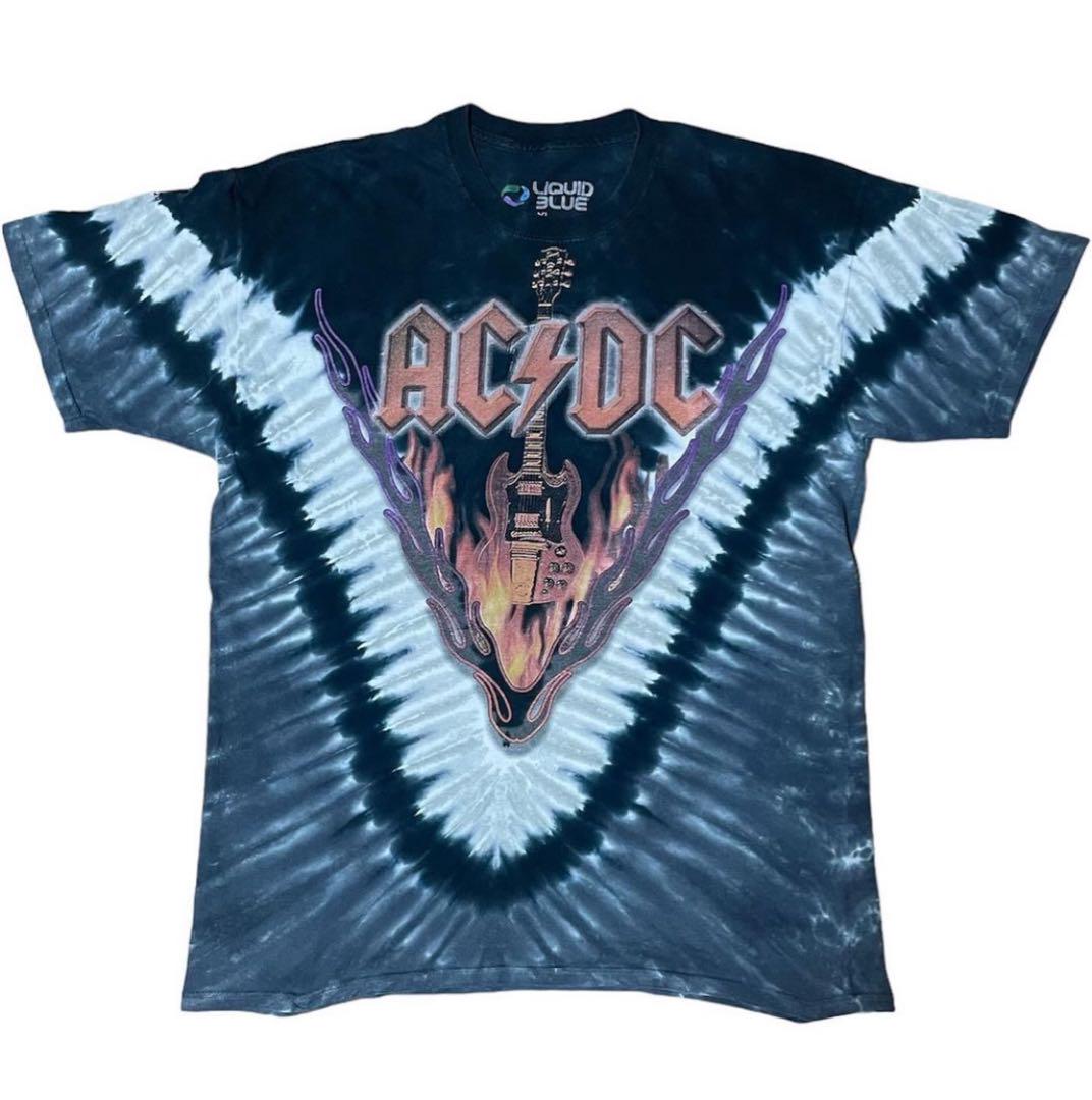 【00's AC/DC】 Tシャツ liquid blueボディ TIE DYE