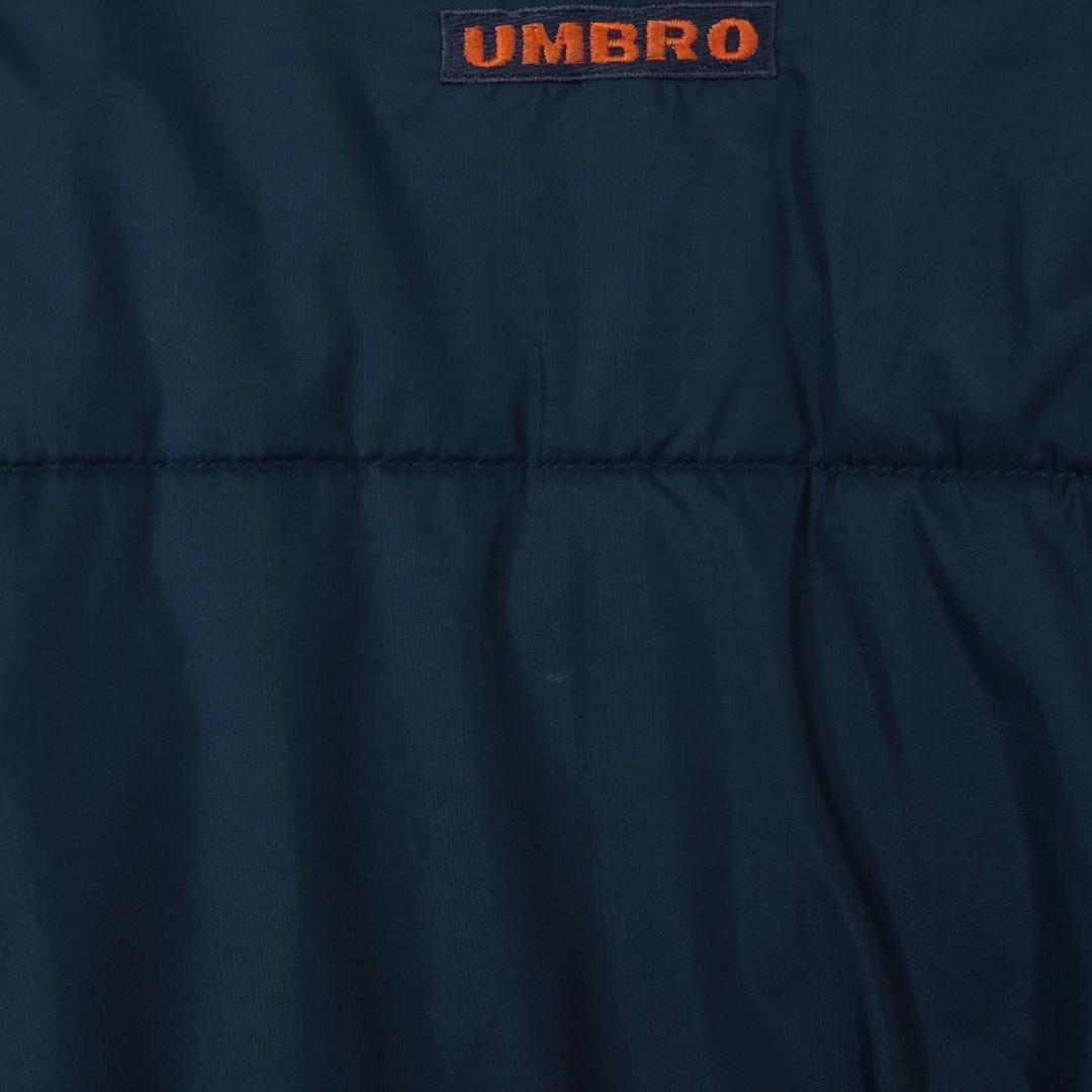 【希少】アンブロ 中綿 ナイロンジャケット 刺繍ロゴ 90s ネイビー 入手困難