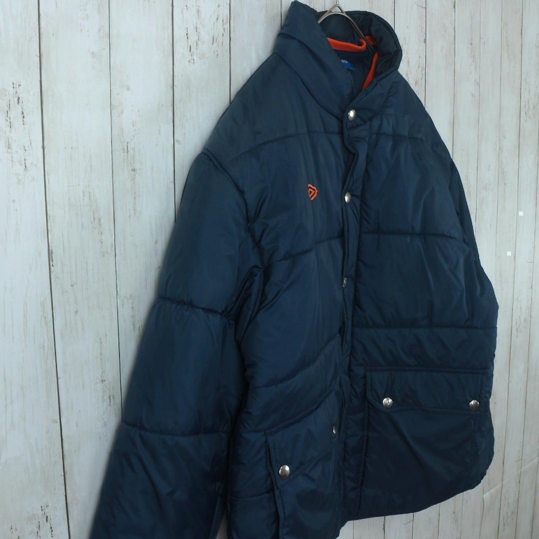 【希少】アンブロ 中綿 ナイロンジャケット 刺繍ロゴ 90s ネイビー 入手困難