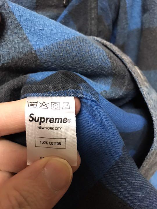 ないです シュプリーム シャツ チェック 長袖 ボタンダウン S 青×黒 supreme wlJXk-m29781470717 のある