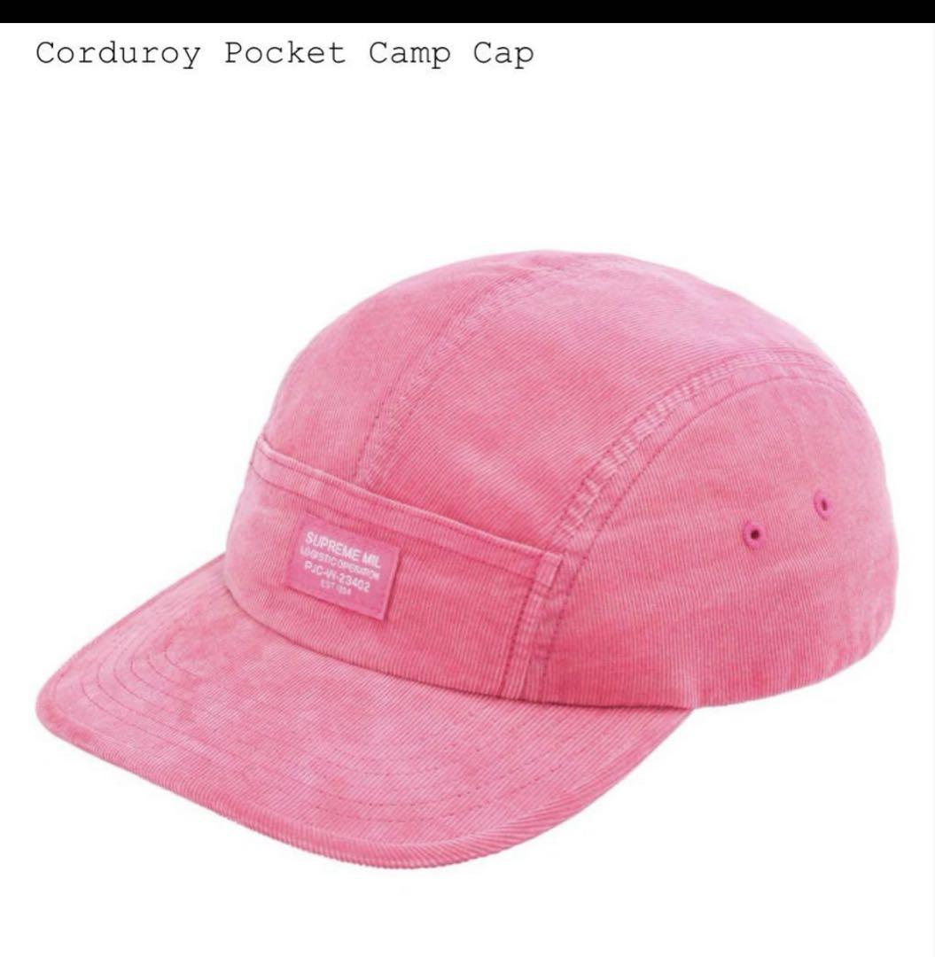 ピンク　Supreme Corduroy Pocket Camp Cap