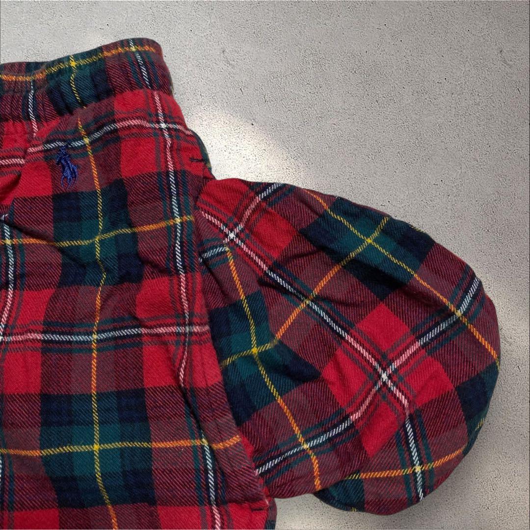 ラルフローレンタータンチェックMパジャマパンツワイドイージーパンツポケット刺繍